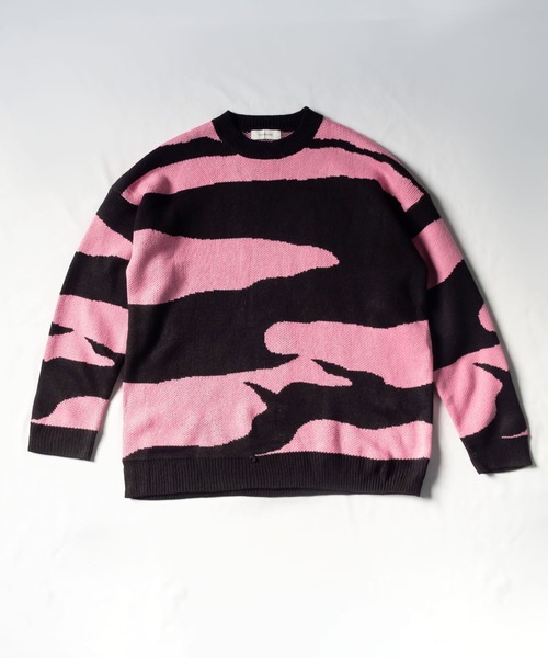 me+em select(ミームセレクト)の「ビッグシルエットバイカラーゼブラニット / bicolor zebra pattern knit(ニット/セーター・レディース・グリーン/ピンク/オレンジ・FREE)」の16枚目の写真