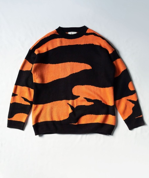 me+em select(ミームセレクト)の「ビッグシルエットバイカラーゼブラニット / bicolor zebra pattern knit(ニット/セーター・レディース・グリーン/ピンク/オレンジ・FREE)」の6枚目の写真