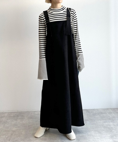 w closet（ダブルクローゼット）の「【前後2WAY】ショルダーベルトジャンパースカート（ジャンパースカート・レディース・アイボリー/カーキ/ライトブルー/ブラック・FREE）」の2枚目の写真