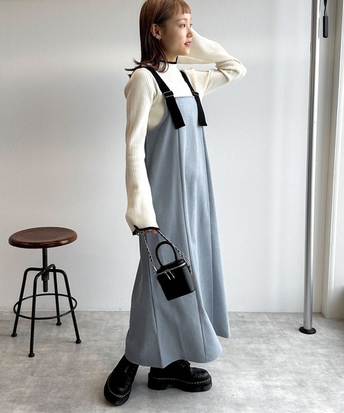 w closet（ダブルクローゼット）の「【前後2WAY】ショルダーベルトジャンパースカート（ジャンパースカート・レディース・アイボリー/カーキ/ライトブルー/ブラック・FREE）」の20枚目の写真