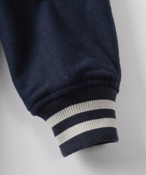 VISION STREET WEAR（ヴィジョンストリートウェア）の「【VISION STREET  WEAR/ヴィジョンストリートウェア】アーチロゴ サガラ ワッペン バック刺繍 リブライン メルトンスタジアムジャケット/ コーチジャケット/ビッグシルエット（ブルゾン・メンズ・ブラック/ネイビー/グリーン・XL/M/L）」の13枚目の写真