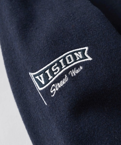 VISION STREET WEAR（ヴィジョンストリートウェア）の「【VISION STREET  WEAR/ヴィジョンストリートウェア】アーチロゴ サガラ ワッペン バック刺繍 リブライン メルトンスタジアムジャケット/ コーチジャケット/ビッグシルエット（ブルゾン・メンズ・ブラック/ネイビー/グリーン・XL/M/L）」の15枚目の写真