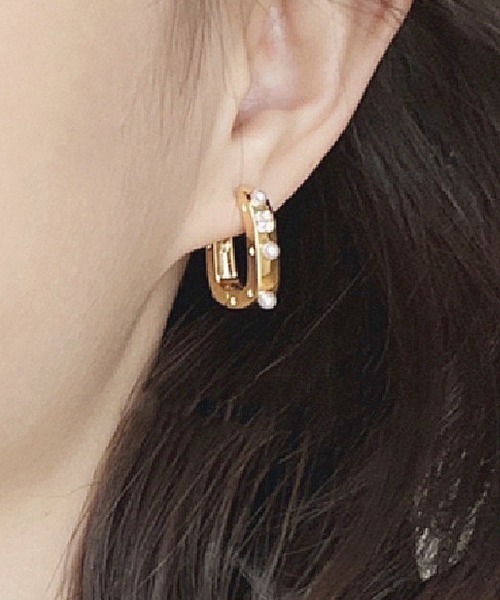 Futier land(フューティアランド)の「タイニーストーンフープピアス(ピアス(両耳用)・レディース・シルバー/ゴールド・FREE)」の2枚目の写真