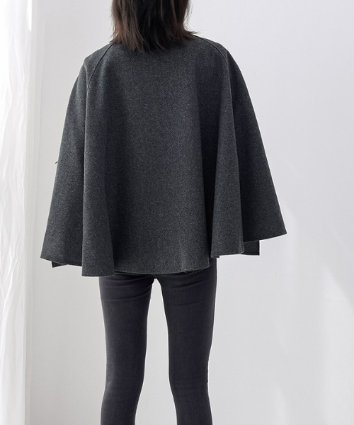 【Mサイズ】BPN ブラックピースナウ フリル ウール ケープ ポンチョ ピースナウ ポンチョ