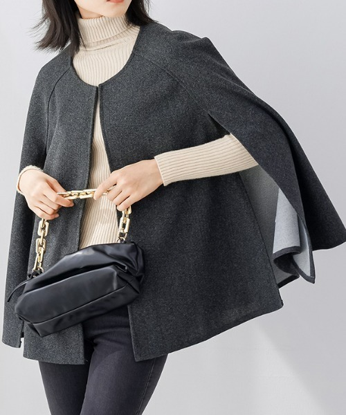 セール】ノーカラーケープポンチョ（ポンチョ）｜PIN（ピン）の