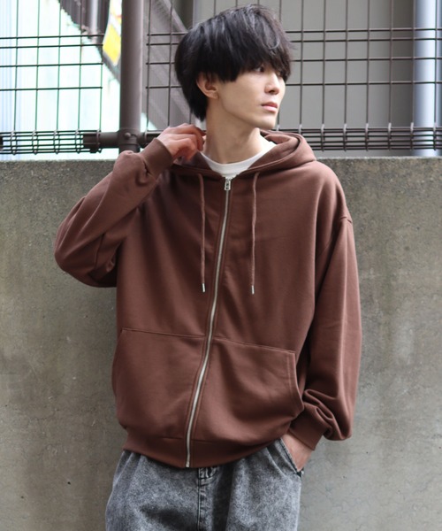 SITRY（シトリー）の「Big silhouette full zip sweat hoodie / ビッグシルエット フルジップ スウェット フーディ/パーカー（パーカー・メンズ・杢グレー/ブラウン/ブラック/グレイッシュブルー・L/M）」の4枚目の写真