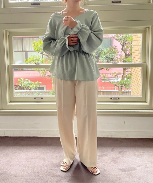 LOWRYS FARM（ローリーズファーム）の「カシュクールブラウスロングスリーブ　177869（シャツ/ブラウス・レディース・グリーン/ブラック/アイボリー・FREE）」の4枚目の写真