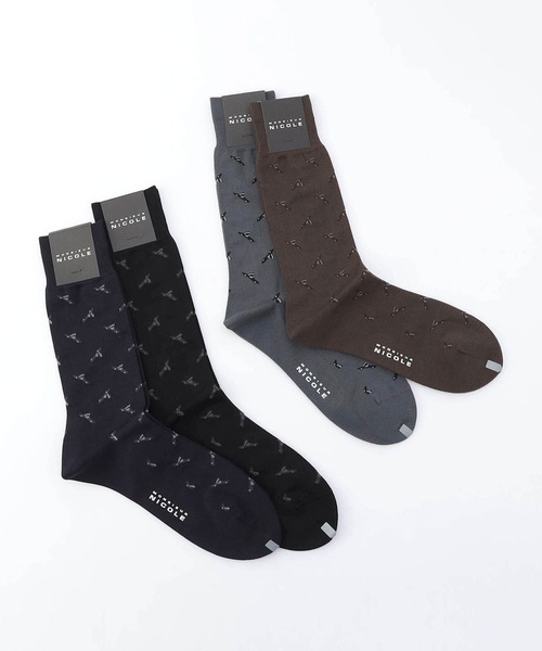 MONSIEUR NICOLE（ムッシュニコル）の「カーモチーフ クルーソックス（ソックス/靴下・メンズ・カーキ/ダークブルー/グレイッシュブルー/ブラック・FREE）」の7枚目の写真
