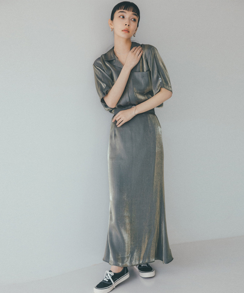 NOMINE(ノミネ)の「【セットアップ対応】スパークシャンブレーマーメイドスカート(スカート・レディース・チャコールグレー/グレー/グリーン/ダークオレンジ・S/M)」の12枚目の写真