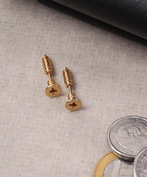 FUNALIVE（ファンアライブ）の「JON ステンレスネジピアス両耳２点セット（ピアス（両耳用）・メンズ・シルバー/ブラック/ゴールド・FREE）」の3枚目の写真