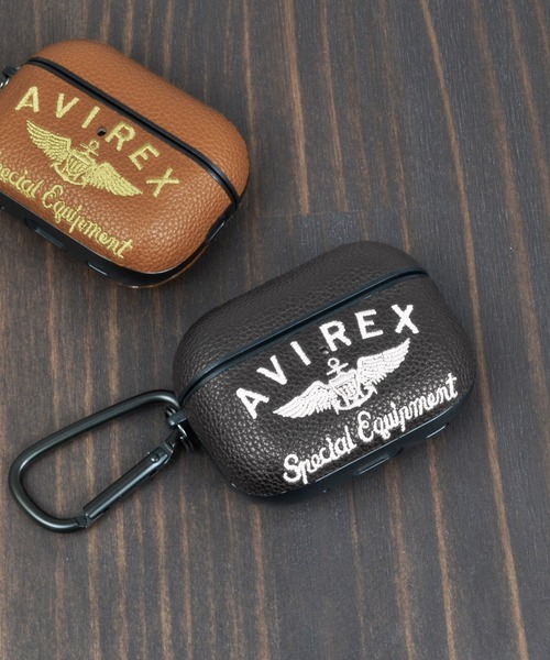 AirPods 1/2 ケース レザー 刺繍 アヴィレックス AirPods Pro 第2世代 第1世代 ケース「刺繍ロゴ