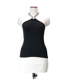 WRINKLE JERSEY HOLTER NECK TOP