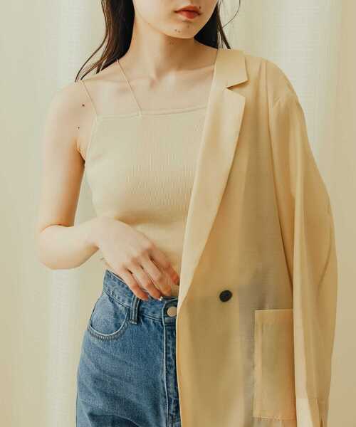 SENSE OF PLACE by URBAN RESEARCH(センスオブプレイスバイアーバンリサーチ)の「カップインアシンメトリーキャミソール(キャミソール・レディース・ライトベージュ/パープル/ベージュ/ブラック・ONE)」の3枚目の写真