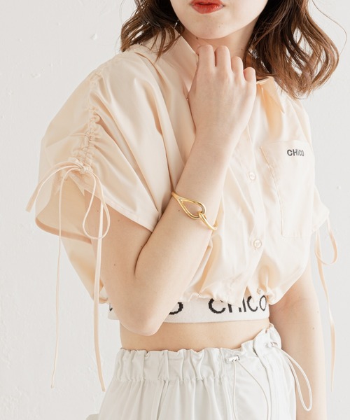 Chico(チコ)の「ドロストクロップド丈シャツ(シャツ/ブラウス・レディース・イエロー系その他2/ブルー系その他2/アイボリー/ブルー/ピンク/イエロー/ブラウン系その他2/ブラック系その他2・FREE)」の6枚目の写真
