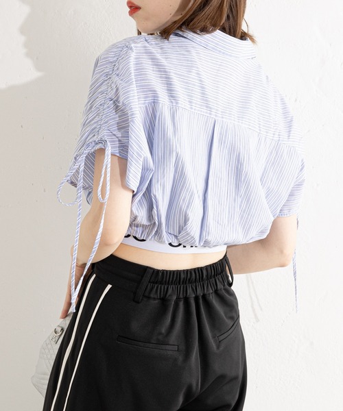 Chico(チコ)の「ドロストクロップド丈シャツ(シャツ/ブラウス・レディース・イエロー系その他2/ブルー系その他2/アイボリー/ブルー/ピンク/イエロー/ブラウン系その他2/ブラック系その他2・FREE)」の13枚目の写真