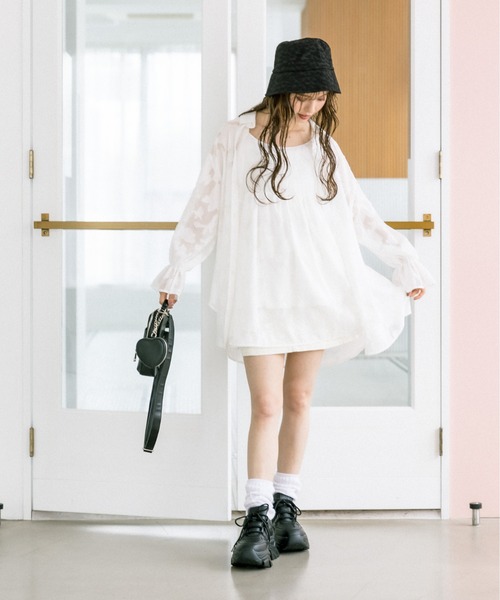 OLIVE des OLIVE（オリーブデオリーブ）の「ジャガードクロ―シュハット　1031150060（ハット・レディース・ブラック/アイボリー・FREE）」の5枚目の写真