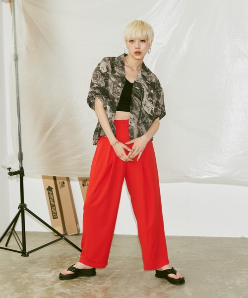 Happy John（ハッピージョン）の「art design open color shirt/アートデザインオープンカラーシャツ（シャツ/ブラウス・レディース・ブルー/グリーン/ブラック・FREE）」の10枚目の写真