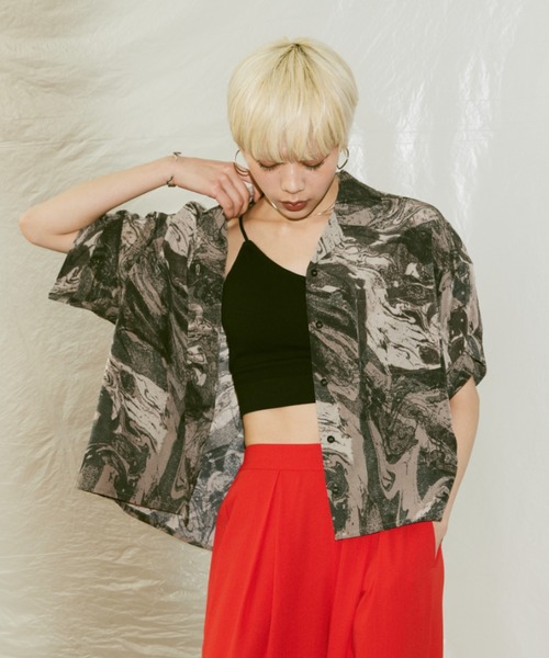 Happy John（ハッピージョン）の「art design open color shirt/アートデザインオープンカラーシャツ（シャツ/ブラウス・レディース・ブルー/グリーン/ブラック・FREE）」の21枚目の写真