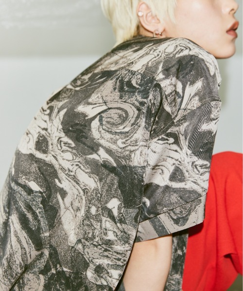 Happy John（ハッピージョン）の「art design open color shirt/アートデザインオープンカラーシャツ（シャツ/ブラウス・レディース・ブルー/グリーン/ブラック・FREE）」の4枚目の写真