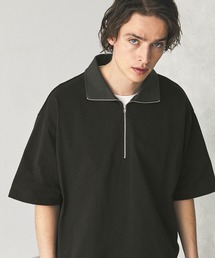 オーバーサイズ ビッグカラー ハーフジップ半袖Tシャツ EMMA CLOTHES
