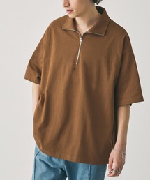 オーバーサイズ ビッグカラー ハーフジップ半袖Tシャツ EMMA CLOTHES
