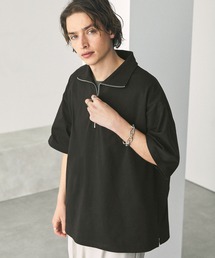 オーバーサイズ ビッグカラー ハーフジップ半袖Tシャツ EMMA CLOTHES