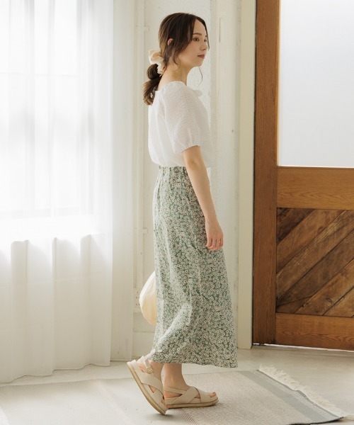 flower(フラワー)の「チャーミングリボントップ(シャツ/ブラウス・レディース・ブルー/ホワイト・FREE)」の13枚目の写真