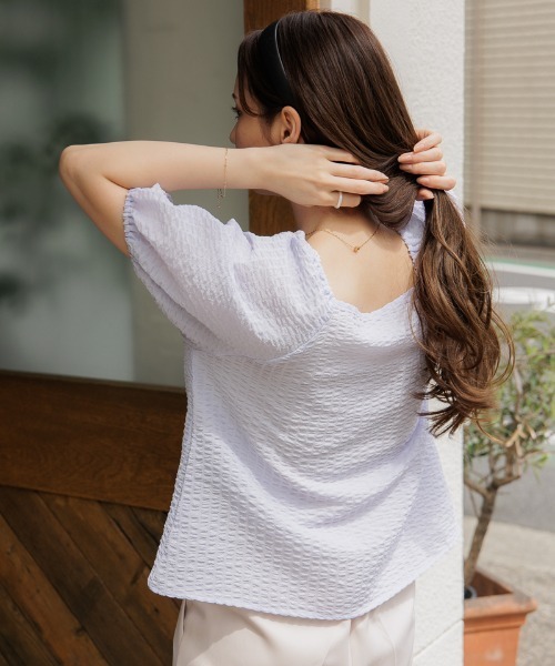 flower(フラワー)の「チャーミングリボントップ(シャツ/ブラウス・レディース・ブルー/ホワイト・FREE)」の21枚目の写真