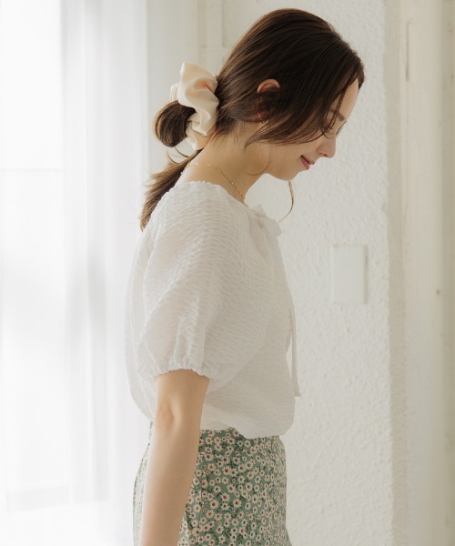 flower(フラワー)の「チャーミングリボントップ(シャツ/ブラウス・レディース・ブルー/ホワイト・FREE)」の20枚目の写真