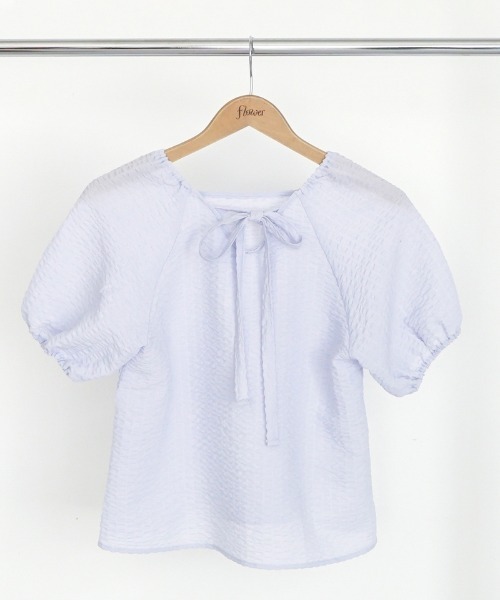 flower(フラワー)の「チャーミングリボントップ(シャツ/ブラウス・レディース・ブルー/ホワイト・FREE)」の10枚目の写真