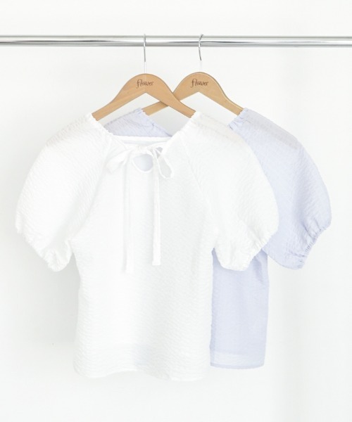 flower(フラワー)の「チャーミングリボントップ(シャツ/ブラウス・レディース・ブルー/ホワイト・FREE)」の18枚目の写真