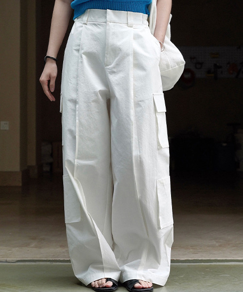 chuclla（チュクラ）の「センタープリーツ カーゴワイドパンツ chw23s083（カーゴパンツ・レディース・ライトブルー/ホワイト・L/M/S）」の21枚目の写真