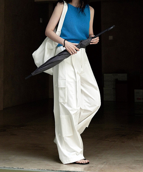 chuclla（チュクラ）の「センタープリーツ カーゴワイドパンツ chw23s083（カーゴパンツ・レディース・ライトブルー/ホワイト・L/M/S）」の22枚目の写真