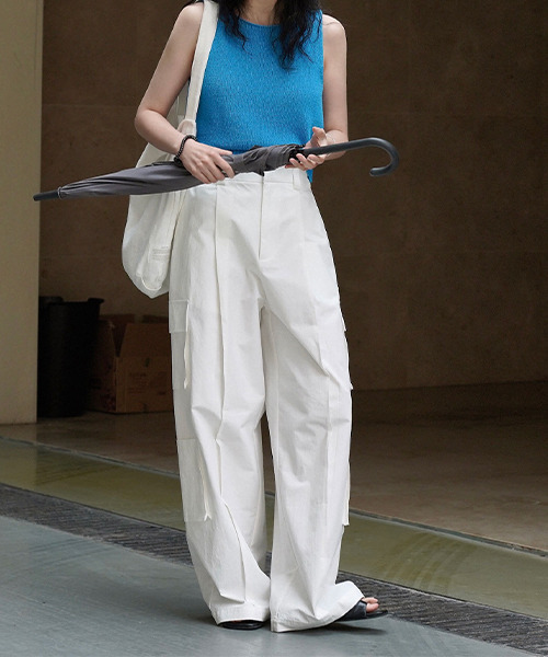 chuclla（チュクラ）の「センタープリーツ カーゴワイドパンツ chw23s083（カーゴパンツ・レディース・ライトブルー/ホワイト・L/M/S）」の3枚目の写真