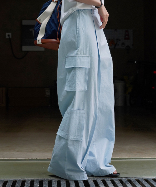 chuclla（チュクラ）の「センタープリーツ カーゴワイドパンツ chw23s083（カーゴパンツ・レディース・ライトブルー/ホワイト・L/M/S）」の11枚目の写真