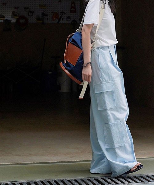chuclla（チュクラ）の「センタープリーツ カーゴワイドパンツ chw23s083（カーゴパンツ・レディース・ライトブルー/ホワイト・L/M/S）」の13枚目の写真