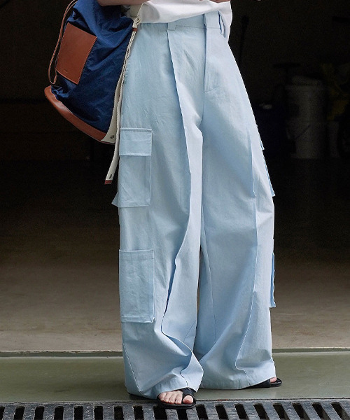 chuclla（チュクラ）の「センタープリーツ カーゴワイドパンツ chw23s083（カーゴパンツ・レディース・ライトブルー/ホワイト・L/M/S）」の20枚目の写真