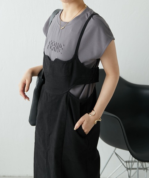 COLLAGE GALLARDAGALANTE（コラージュガリャルダガランテ）の「ジョーゼットソリッドTシャツ（Tシャツ/カットソー・レディース・チャコールグレー/ミント・FREE）」の7枚目の写真