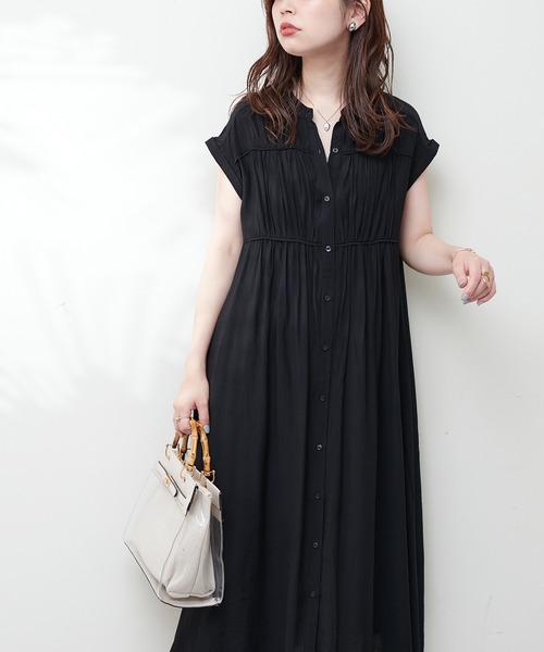 natural couture ギャザーデザイン楊柳シャツワンピース 新品 natural couture ワンピース ギャザーデザイン楊柳シャツ
