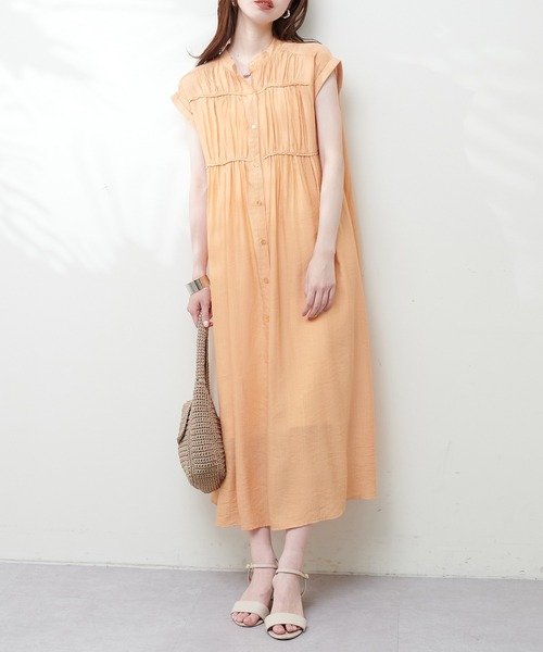 natural couture ギャザーデザイン楊柳シャツワンピース 新品 natural couture ワンピース ギャザーデザイン楊柳シャツ