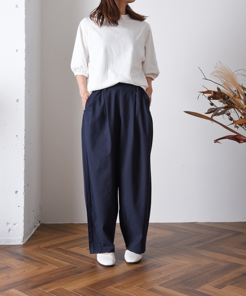 folka（フォルカ）の「1-コットン リネン ワイドパンツ サーカスパンツ（その他パンツ・レディース・ブラック/ネイビー/オートミール・FREE）」の18枚目の写真