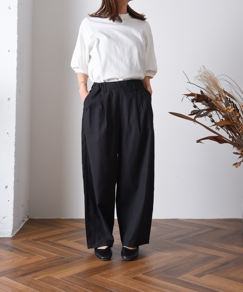 folka（フォルカ）の「1-コットン リネン ワイドパンツ サーカスパンツ（その他パンツ・レディース・ブラック/ネイビー/オートミール・FREE）」の10枚目の写真