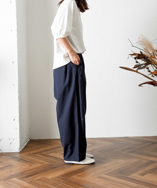 folka（フォルカ）の「1-コットン リネン ワイドパンツ サーカスパンツ（その他パンツ・レディース・ブラック/ネイビー/オートミール・FREE）」の4枚目の写真