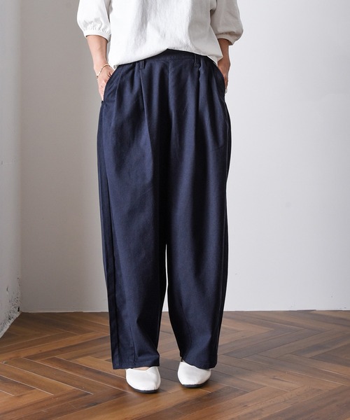 folka（フォルカ）の「1-コットン リネン ワイドパンツ サーカスパンツ（その他パンツ・レディース・ブラック/ネイビー/オートミール・FREE）」の5枚目の写真