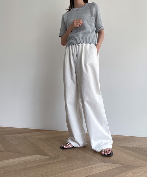 CANAL JEAN（キャナルジーン）の「El mar(エルマール) コットンストレートパンツ（その他パンツ・レディース・ブラック/ホワイト・ONE SIZE）」の5枚目の写真