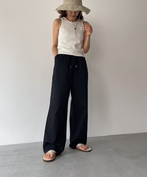 CANAL JEAN（キャナルジーン）の「El mar(エルマール) コットンストレートパンツ（その他パンツ・レディース・ブラック/ホワイト・ONE SIZE）」の8枚目の写真