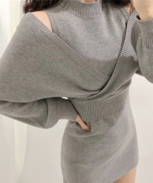 セール】カシュクールニット付きミニワンピース（ワンピース