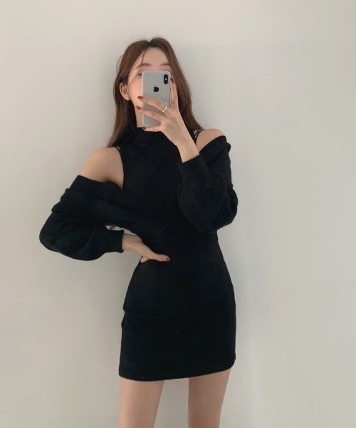 セール】カシュクールニット付きミニワンピース（ワンピース