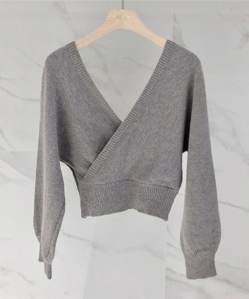 LADY LIKE（レディライク）の「カシュクールニット付きミニワンピース（ワンピース・レディース・ブラック/グレー・M）」の6枚目の写真