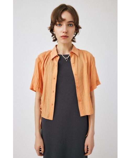 MOUSSY(マウジー)の「SIDE GATHER H/S シャツ(シャツ/ブラウス・レディース・ブラック/ターコイズブルー/オレンジ系その他/アイボリー・FREE)」の4枚目の写真